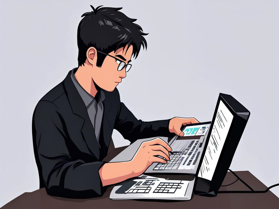 工作人员正在利用低代码开发平台写编码
